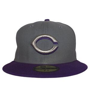 New Era 59Fifty Cincinnati Reds‎ MLB Fitted Hat Grey / Purple 7 3/4